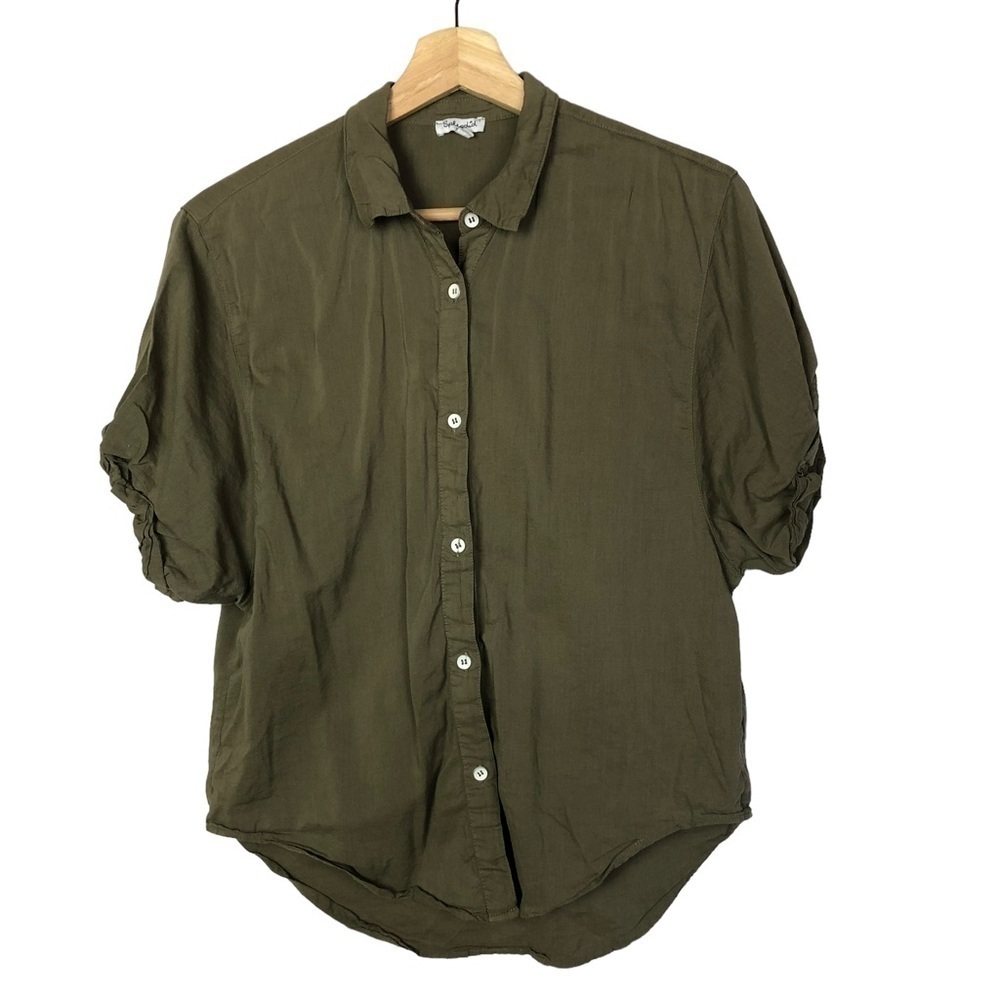 Splendid Olive Green‎ Boyfriend Short Sleeve Button Down S